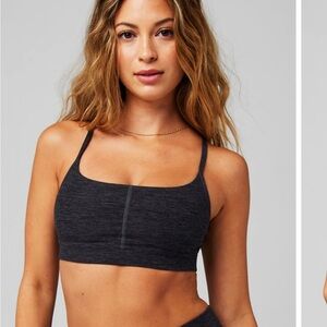 Fabletics HeatherFlex Low Impact Strappy Bra black heather sz S